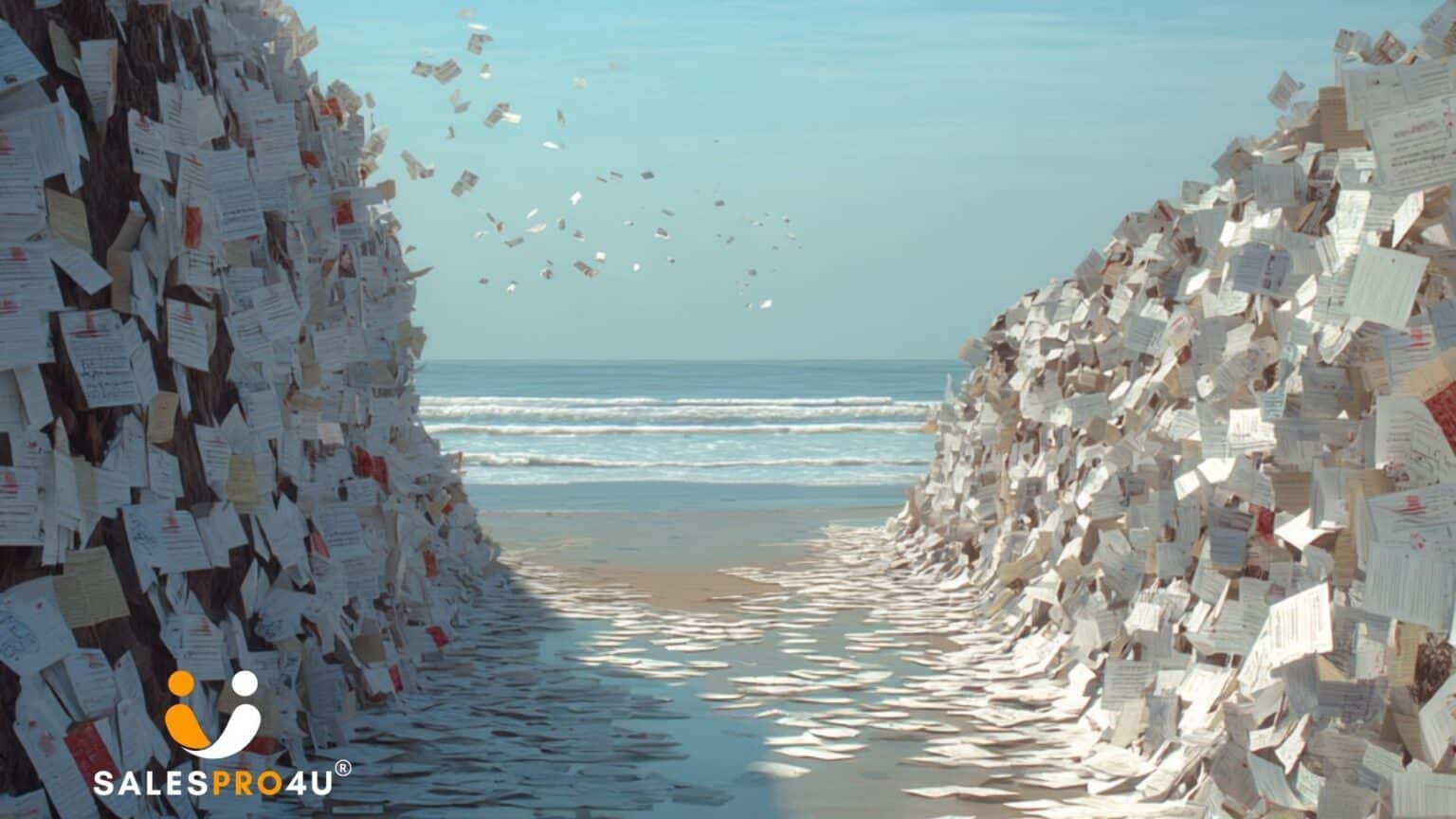 A beach flooded with CVs and application letters.